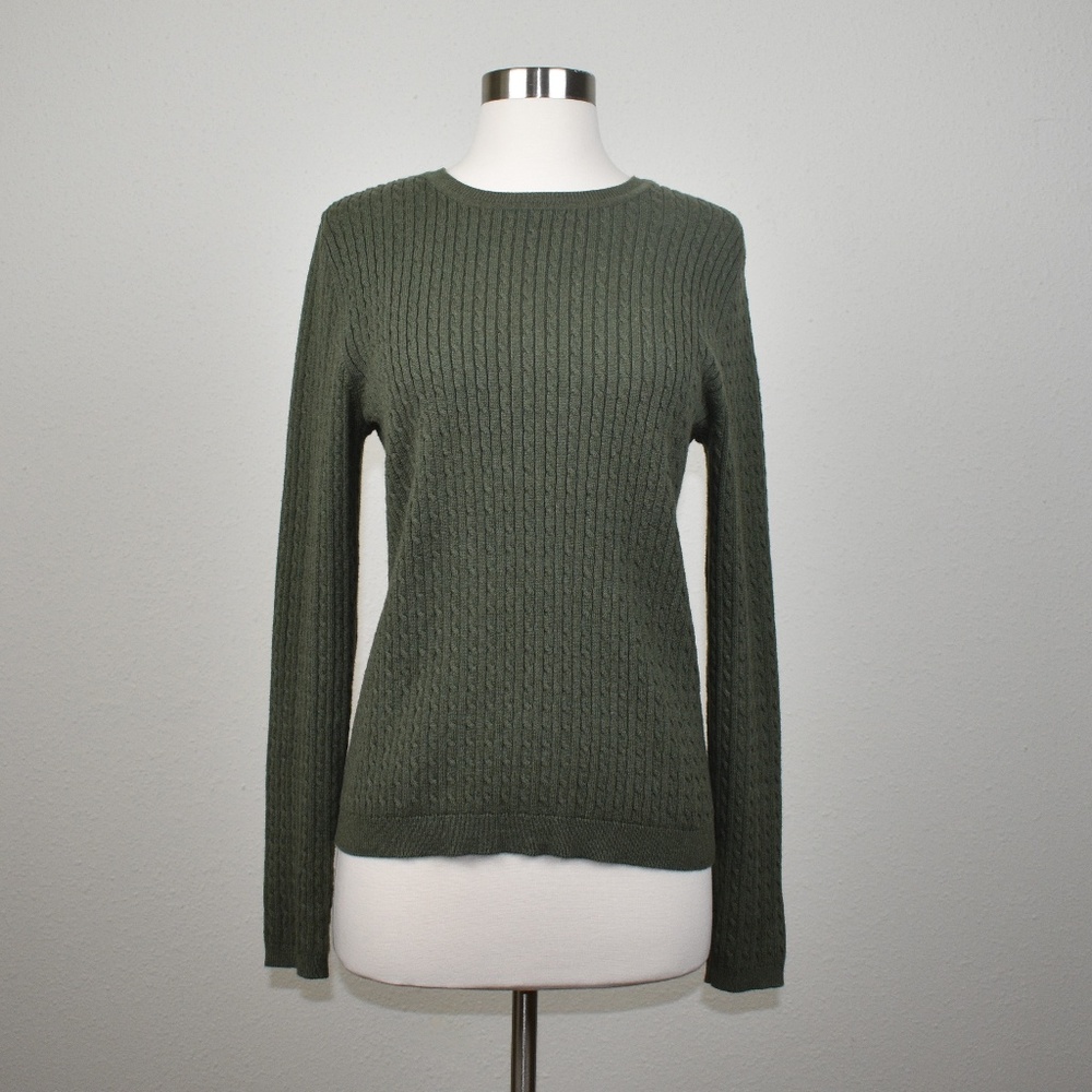 Croft& & barrow Green Cable Knit Sweater Size M